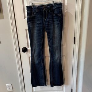 MEK Denim Womens Dark Blue Flare Jeans 28/34